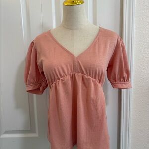 Women's Pink V-Neck Top